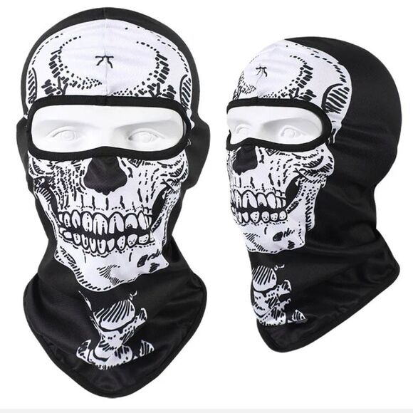 Tactical Skull Ghost Printed Full Face Mask Balaclava Halloween Ski Motorcycle - Picture 1 of 6